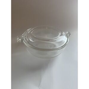 Vintage PYREX 019 Clear 20 oz/600ml Baking Casserole Dish with Handles+Lid
